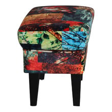 Multi-Coloured Elona Velvet Footstool